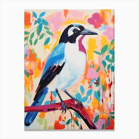 Colourful Bird Painting Magpie 4 Canvas Print