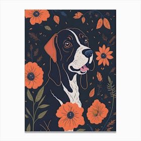 Floral Dog Portrait Boho Minimalism (35) Canvas Print