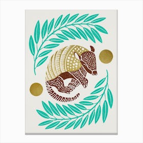 Armadillo   Turquoise And Gold Canvas Print