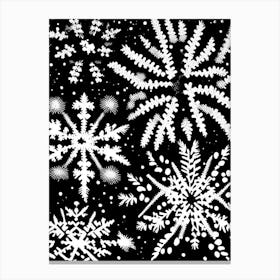 Pattern, Snowflakes, Black & White 2 Canvas Print