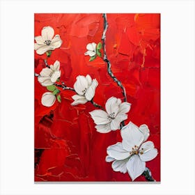 Blossoms On Red Canvas Print