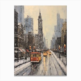 Vintage Winter Painting Chicago Usa 1 Canvas Print