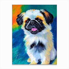 Pekingese Fauvist Style dog Canvas Print
