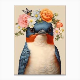 Bird With A Flower Crown Barn Swallow 1 Canvas Print