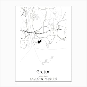 Groton,United States Minimalist Map Canvas Print