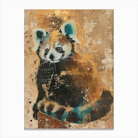 Red Panda Gold Effect Collage 1 Canvas Print