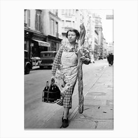 French Woman With Baguette Canvas Print