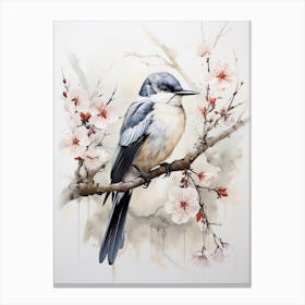 Hummingbird, Japanese Brush Painting, Ukiyo E, Minimal 3 Canvas Print