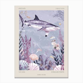 Purple Zebra Shark Illustration 1 Poster Canvas Print
