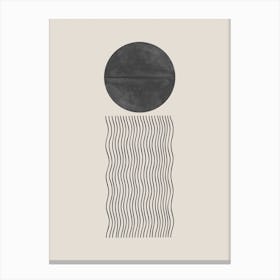 Wavy Lines Minimalist Neutral Color Beige and Black Canvas Print