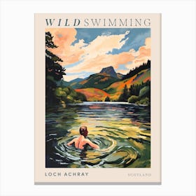 Wild Swimming At Loch Achray Scotland 3 Poster Canvas Print