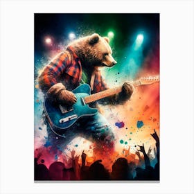 Bear Playing Guitar Canvas Print