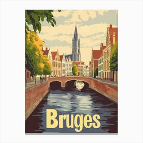 Aihrgdesign A Classic 1960s Travel Poster For Bruges 1 Canvas Print