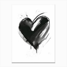 Joyful Heart Symbol Black And White Painting Canvas Print