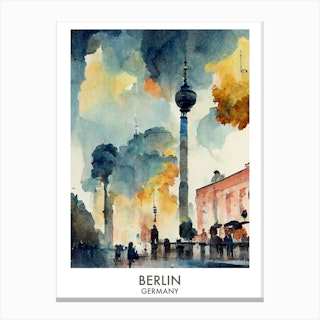 Berlin Watercolour Travel Canvas Print