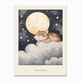 Sleeping Baby Chipmunk Nursery Poster Canvas Print