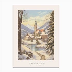 Vintage Winter Poster Transylvania Romania 4 Canvas Print