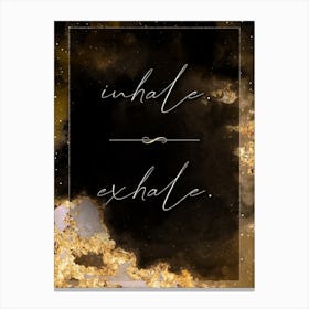 Inhale Exhale Gold Star Space Motivational Quote Canvas Print