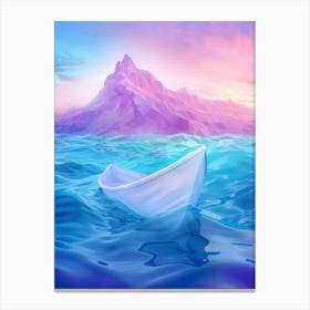 White Boat In The Ocean Canvas Print