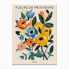 Spring Floral French Poster  Rose 7 Canvas Print