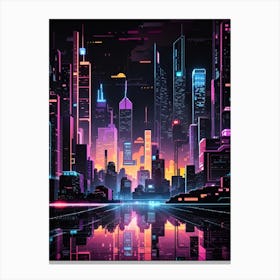 Cityscape At Night against black night background Canvas Print