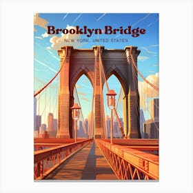 Brooklyn Bridge New York Roadview Travel Art Illustration Canvas Print