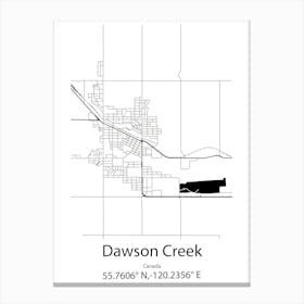 Dawson Creek,Canada Minimalist Map Canvas Print