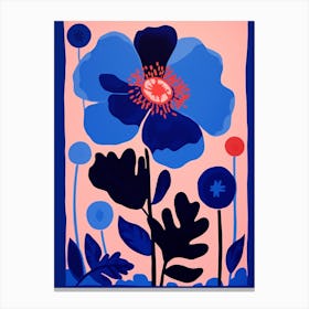 Blue Flower Illustration Poppy 2 Canvas Print