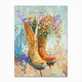 Cowboy Boots And Wildflowers Large Flowered Bellwort Canvas Print