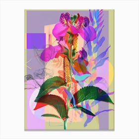 Aconitum 3 Neon Flower Collage Canvas Print