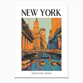 Grand Central Terminal New York Colourful Silkscreen Illustration 4 Poster Canvas Print