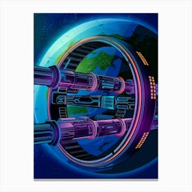 Spaceship Neon, Anime Art Lofi Canvas Print