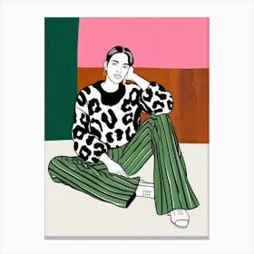 Woman In Leopard Pants Canvas Print