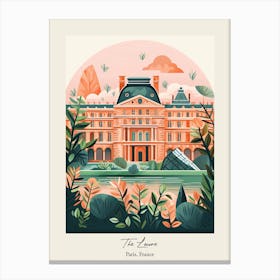The Louvre   Paris, France   Cute Botanical Illustration Travel 2 Poster Canvas Print