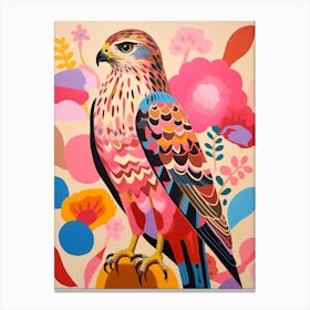 Pink Scandi Red Tailed Hawk 4 Canvas Print