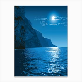 Moonlight Over The Sea 1 Canvas Print