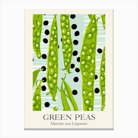 Marche Aux Legumes Green Peas Summer Illustration 4 Canvas Print