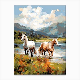 Horses Painting In Lake District, England 3 Canvas Print
