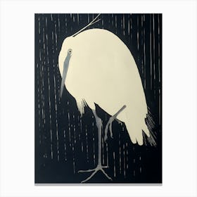 Egret In The Rain Canvas Print