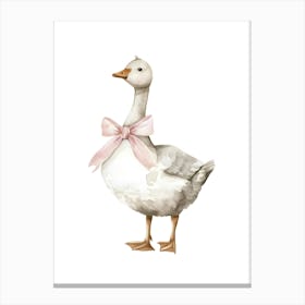 Goose With Pink Bow Canvas Print