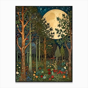 William Morris Moonlight Forest 1 Canvas Print