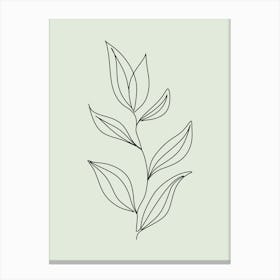 Single Line Drawing Of A Leaf green Canvas Print