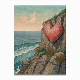 Heart On The Cliff Canvas Print