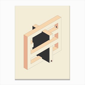 Impossible Object With Doors Abstract Minimal Canvas Print