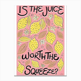 Lemon Squeeze Kitchen/Dining Art Print Pink Canvas Print