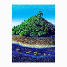 Turtle Island Fiji Pointillism Style Tropical Destination Canvas Print