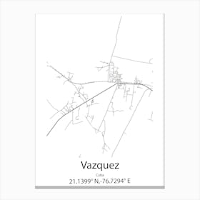 Vazquez,Cuba Minimalist Map Canvas Print