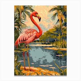 Greater Flamingo Camargue Provence France Tropical Illustration 8 Canvas Print