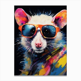  A Possum Wearing Sunglasses Vibrant Paint Splash 3 Canvas Print