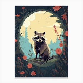Raccoon Woodlands Illustration 3 Canvas Print